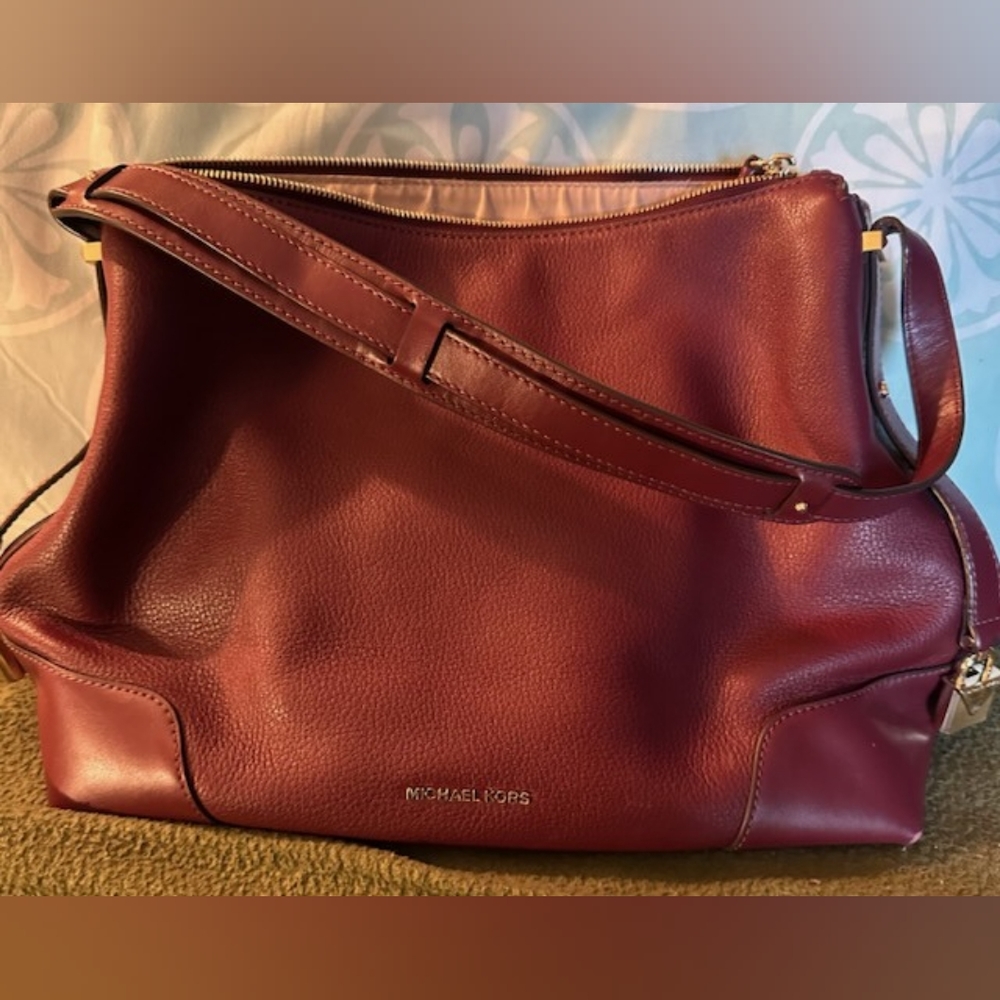 Authentic Michael Kors Burgundy Leather Shoulder Bag